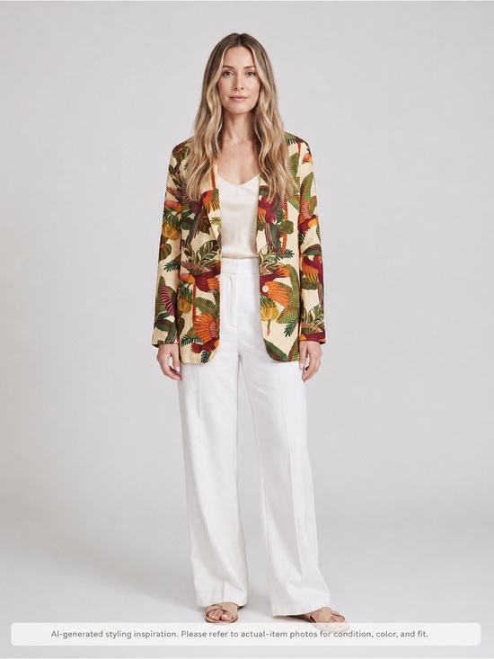 FARM Rio Jackets & Blazers - FARM Rio Macaw Mix Tropical Linen Blend Blazer Jacket Large
